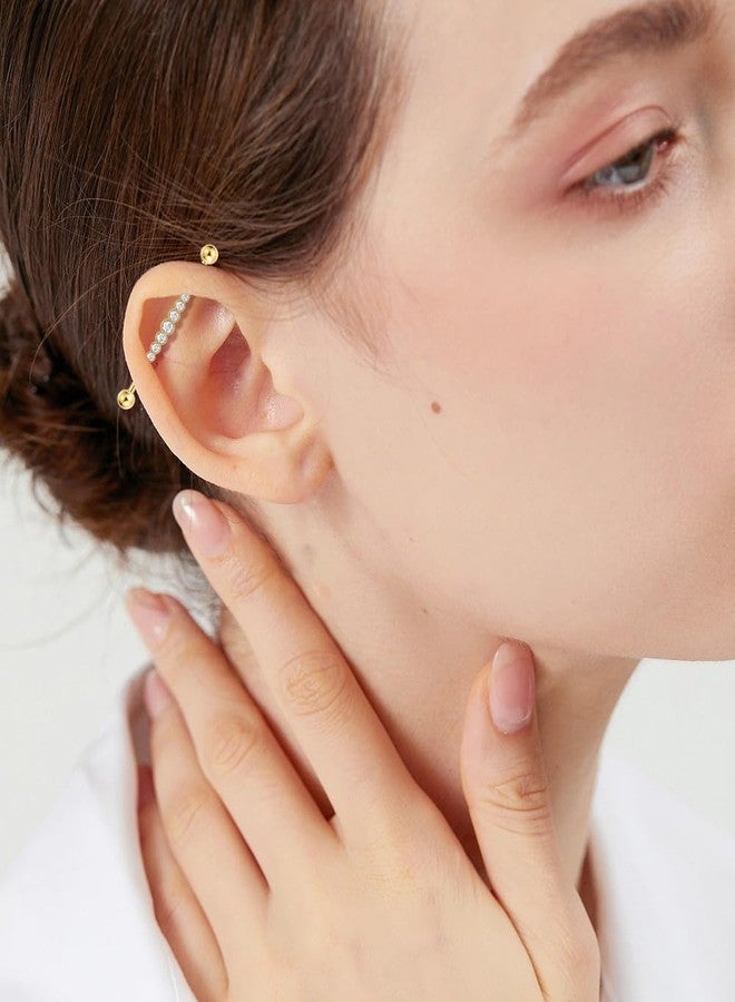 LOREMOW 12Pcs 14G Stainless Steel Industrial Barbell Earrings for Women Men Cartilage Helix Piercing Jewelry Industrial Piercing Bar 38MM Gold - Image 5